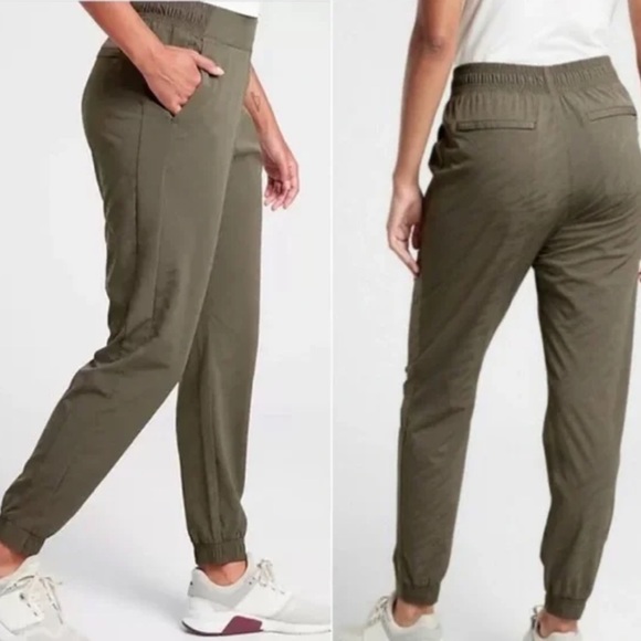 Athleta Pants - Athleta Brooklyn Textured Jogger Mountain Olive Green Casual Athletic 10 Tall